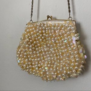 Vintage Beaded/Sequin Cream/Gold Purse